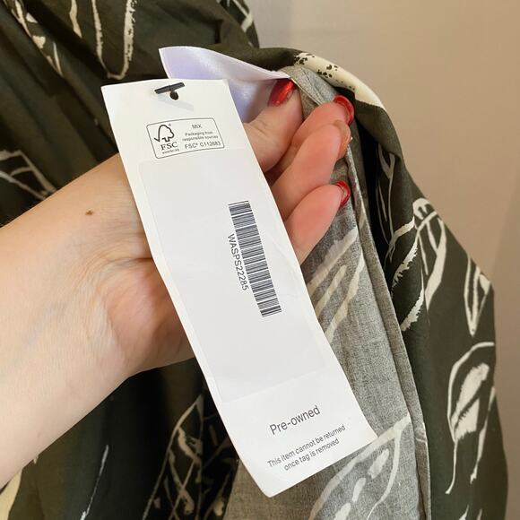 Aspesi Green Leave Printed Midi Length A-Line Dress Size 40 - Picture 8 of 10